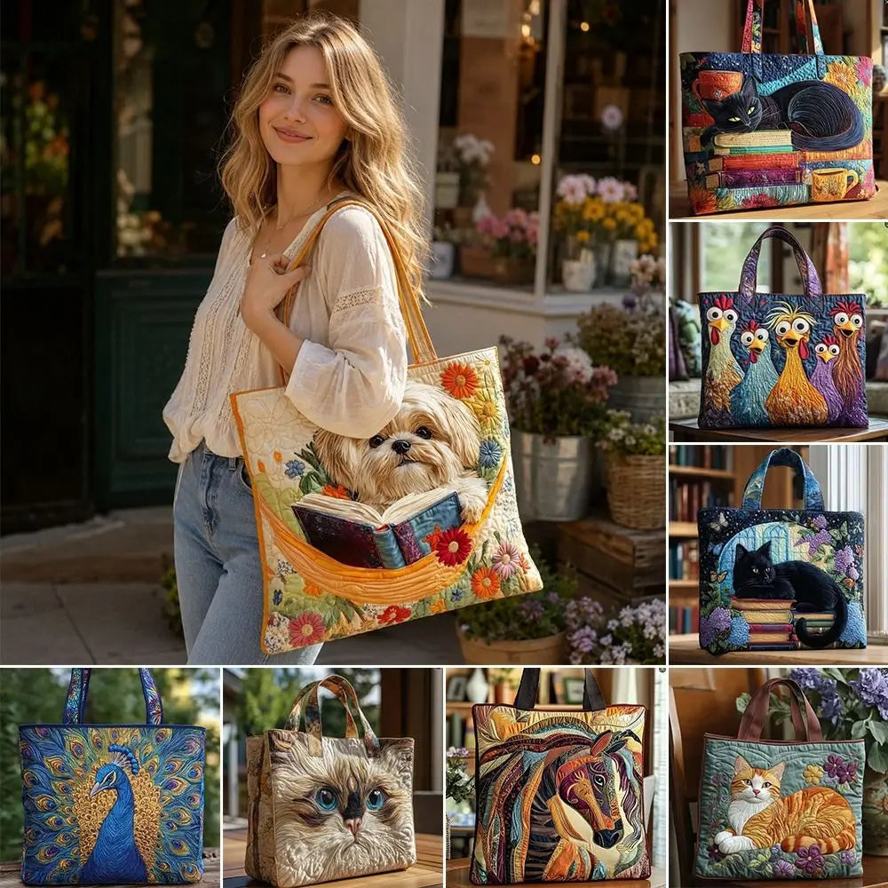 Creative Quilted Tote Bag Large Capacity 3D Printed Shoulder Handbag
