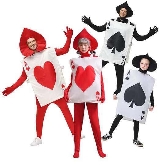 Halloween Costume Adult's Day Alice in Wonderland Stage Performance Playing Cards Hearts A Costume