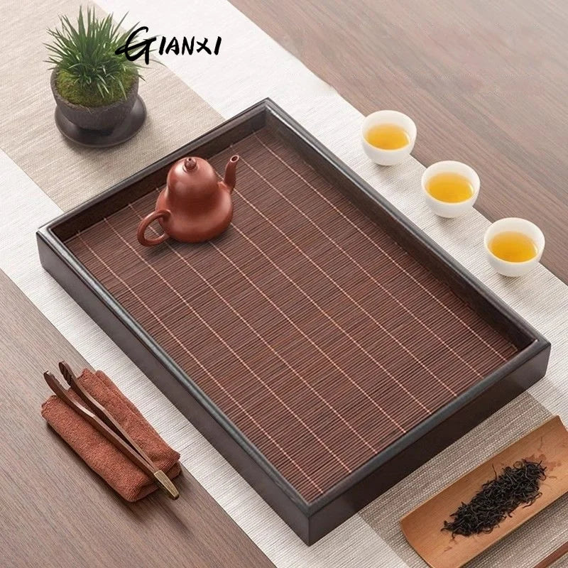Home And Kitchen Tea Tray Portable Dishes For Tea Ta Kawi Bamboo Rectangle Wooden Tray For Chaban Tea Table Serving Trays