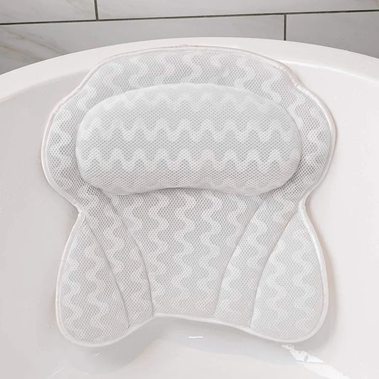 4D SPA Pillow 6 Suction Cup Bathtub Massage Pillow Bathing Neck Back Support Headrest Bathroom Non-Slip Cushion