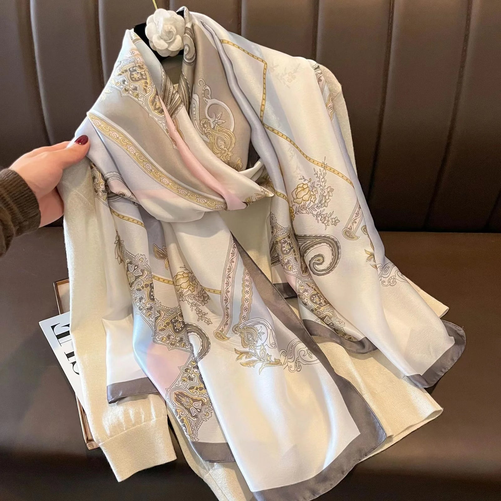 Women Summer Silk Scarves Shawl Lady Wrap Soft Female Echarpe Designer Beach Stole Bandana foulard muffler