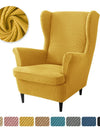 Polar Fleece Stretch Wing Chair Cover Elastic Single Wingback Chairs Covers with Seat Cushion Cover Relax Armchair Slipcovers