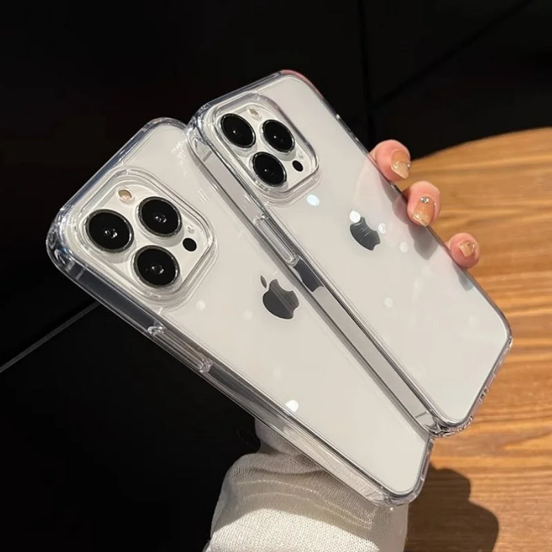 Luxury Transparent Soft Acrylic Phone Case for iPhone 17 Air 16 15 Pro Max 14 Pro Shockproof Cover