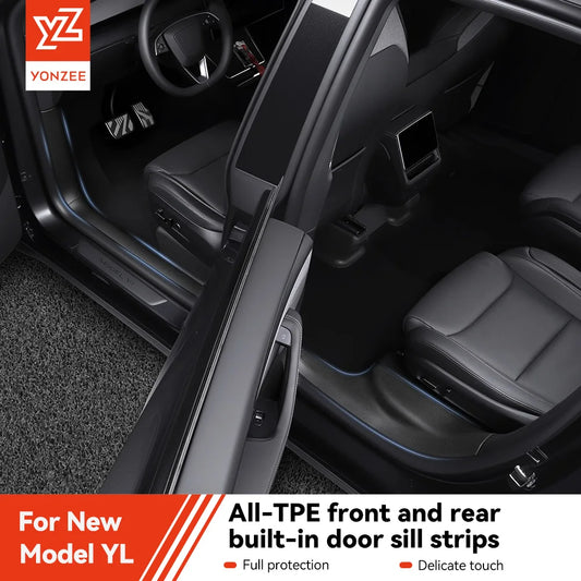 TPE Door Sill and A B Pillar Protector Set for Tesla Model YL 2026 Anti Kick Waterproof Threshold Guard