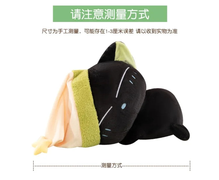 Cute Black Cat Plush Toy Soft Stuffed Sleeping Pillow