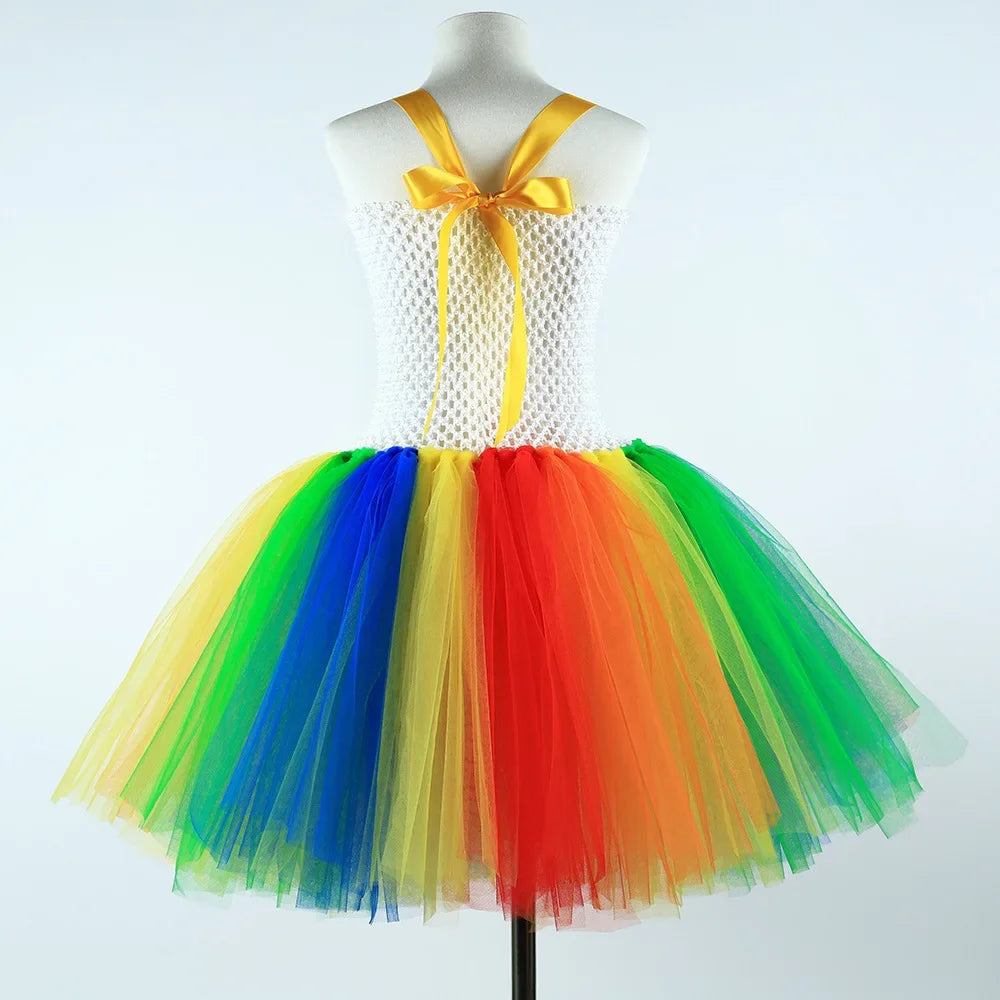 Funny Circus Clown Costume for Girls Carnival Party Dresses Naughty Joker Cosplay Halloween Costume for Kids Fancy Tutu Dress Up