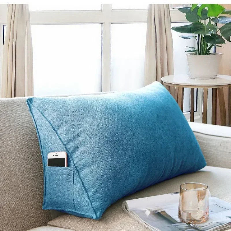 Canvas Lumbar Support Sofa Cushion With Pocket Triangle Backrest Tatami Mat For Living Room Bedroom Ergonomic Pillow