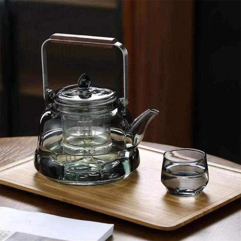 1000ml Lotus Shape Heat-resistant Glass Teapot With Tea Strainer Infuser  Steaming and Boiling Flower Puer Kungfu Beam Tea Pot