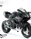 1:10 BMW S1000RR Kawasaki H2R V4S Alloy Die Cast Motorcycle Model Vehicle Collection Sound and Light Off Road Autocycle Toys Car