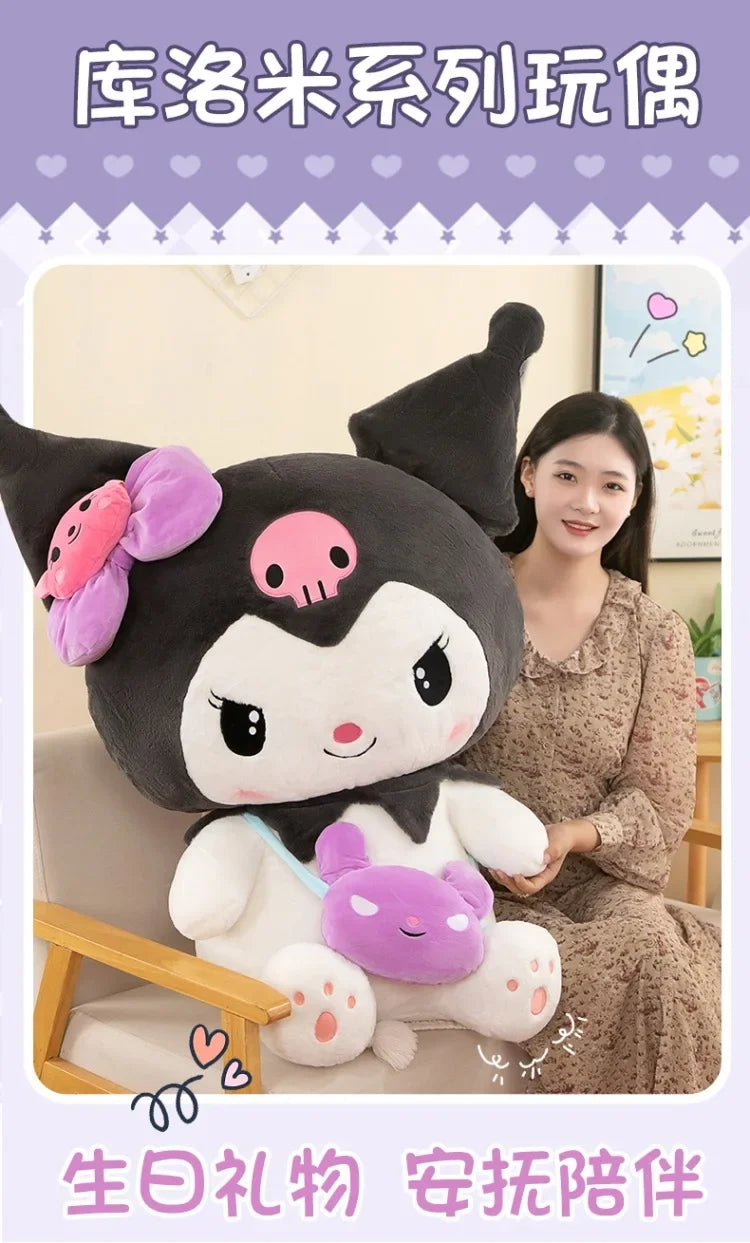 Sanrio Kuromi Plush Dolls 40/50cm Kawaii My Melody Cinnamoroll Soft Stuffed Animals Anime Figure Pillow Cartoon Decor Kids Toys