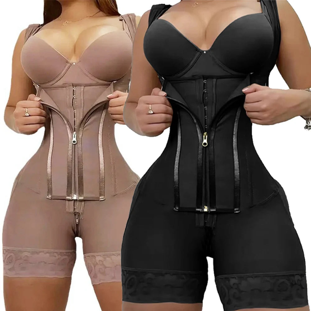 Body Shaper Women Colombian Fajas Shapewear Bodysuit 9-bone High Compression Girdles Double Tummy Control Full Body Open Crotch