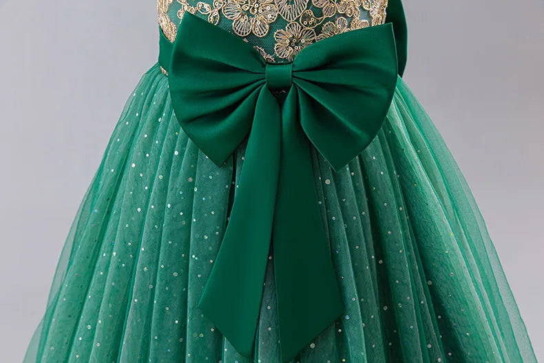 Girls Princess Dress - Fluffy Tulle Ball Gown with Bow Belt First Birthday Party Dress, Flower Girl Wedding Outfit
