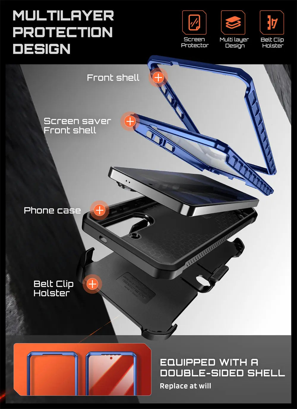 Rugged Magnetic Phone Case with Kickstand Screen Protector and Belt Clip for Samsung Galaxy S26