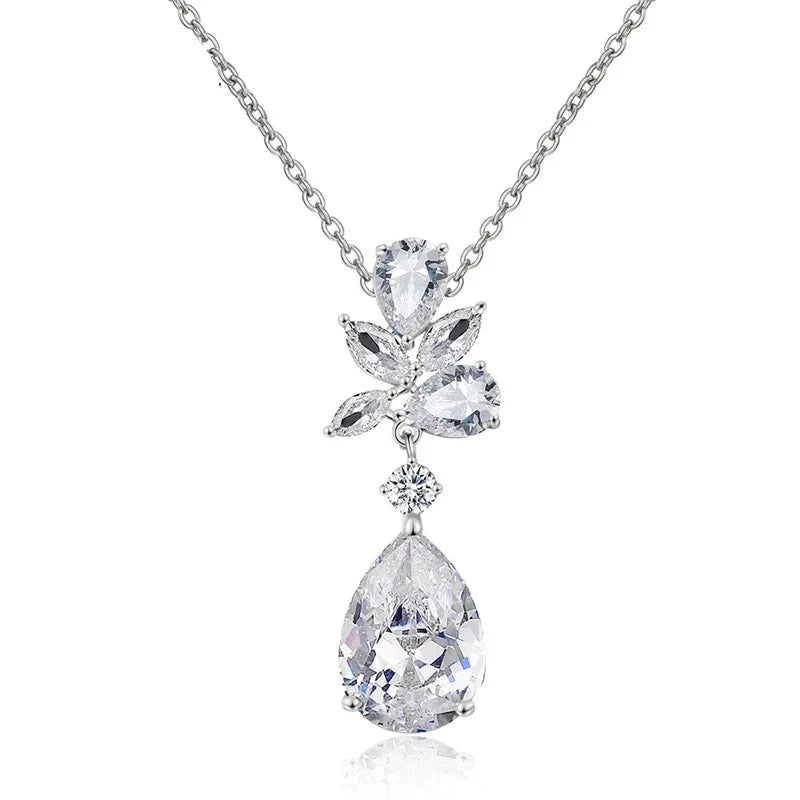 Water Drop Cubic Zirconia Pendant Necklace