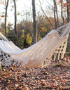 Macrame  Double Hammock Bohemian Woven Fringe Tassels Canvas Large Hanging Swing Bed Chair for Beach Yard Bedroom Patio Porch