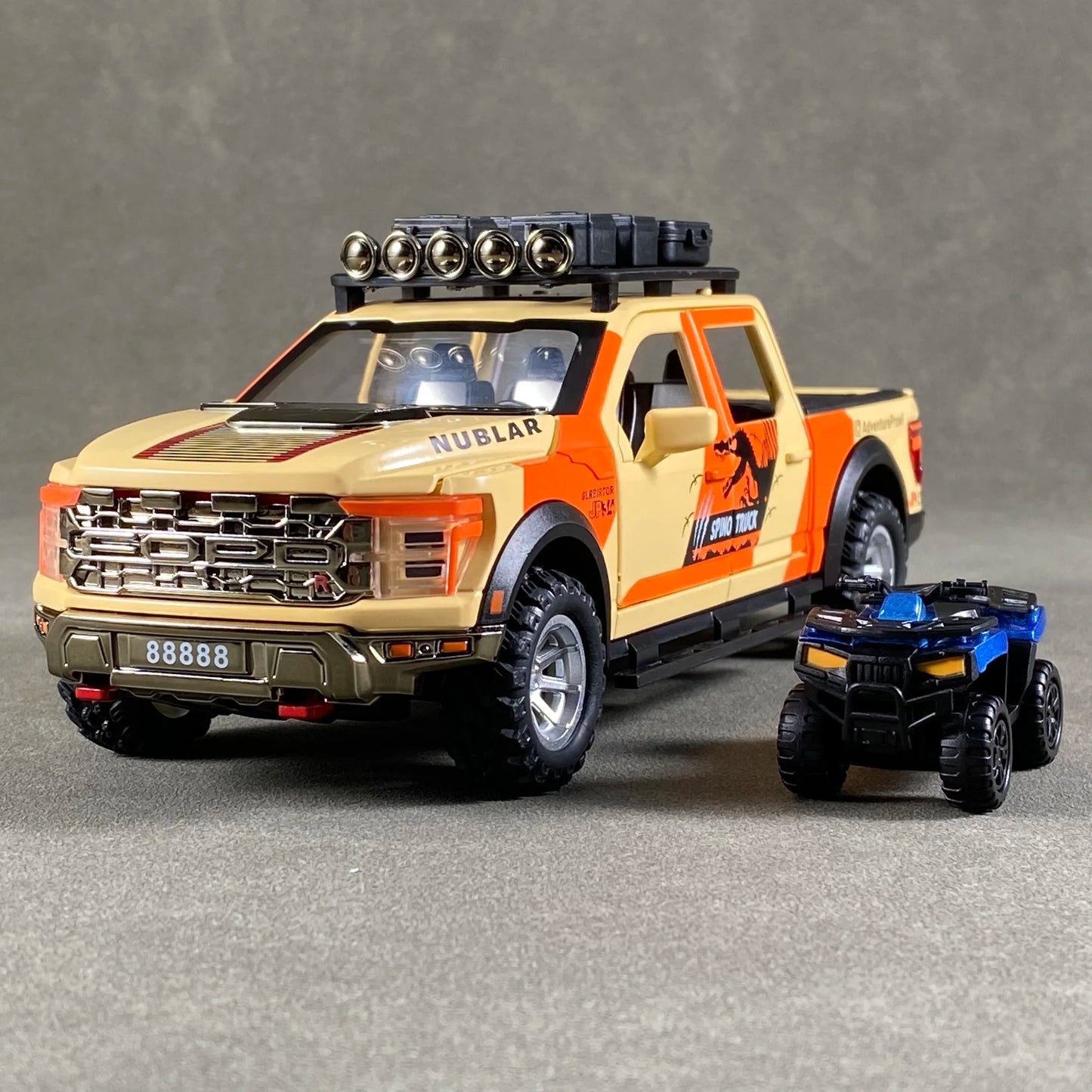1:24 F150 Off Road Pickup Truck Alloy Diecast Metal Model Sound & Light Pull Back Toy Trendy Display Birthday Present For Friend