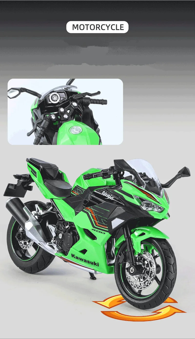 Diecast Kawasaki Ninja 400 Racing Motorcycle Model 1 to 12 Scale