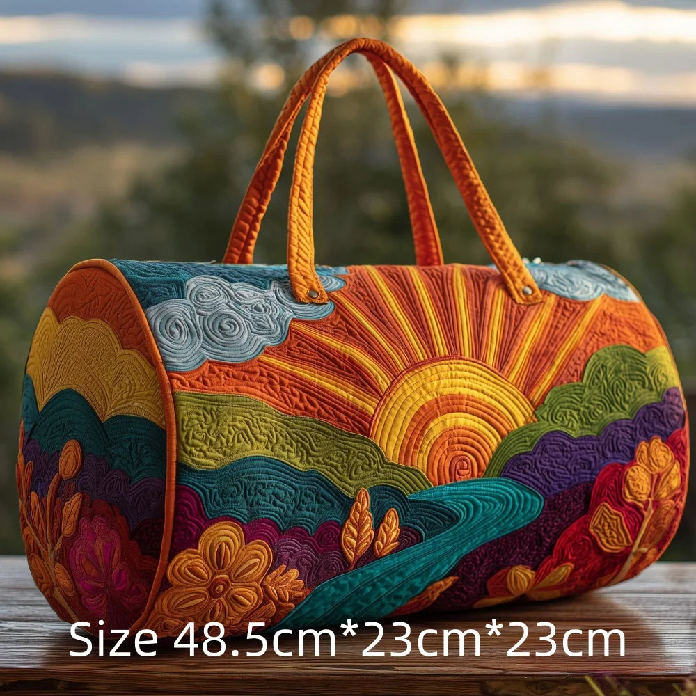 Hot Sale 3D Quilted Bag for Women Colorful Landscape Print Travel Sunrise Desert Mountain Cactus Printed Overnight Trip Bags