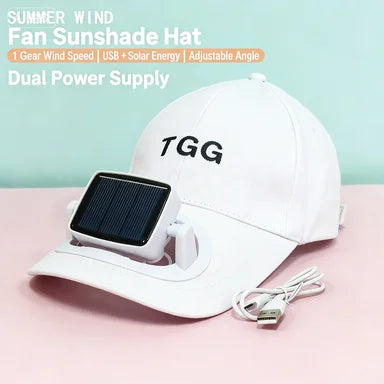 Wide Brim Solar Fan Hat With Detachable Fan