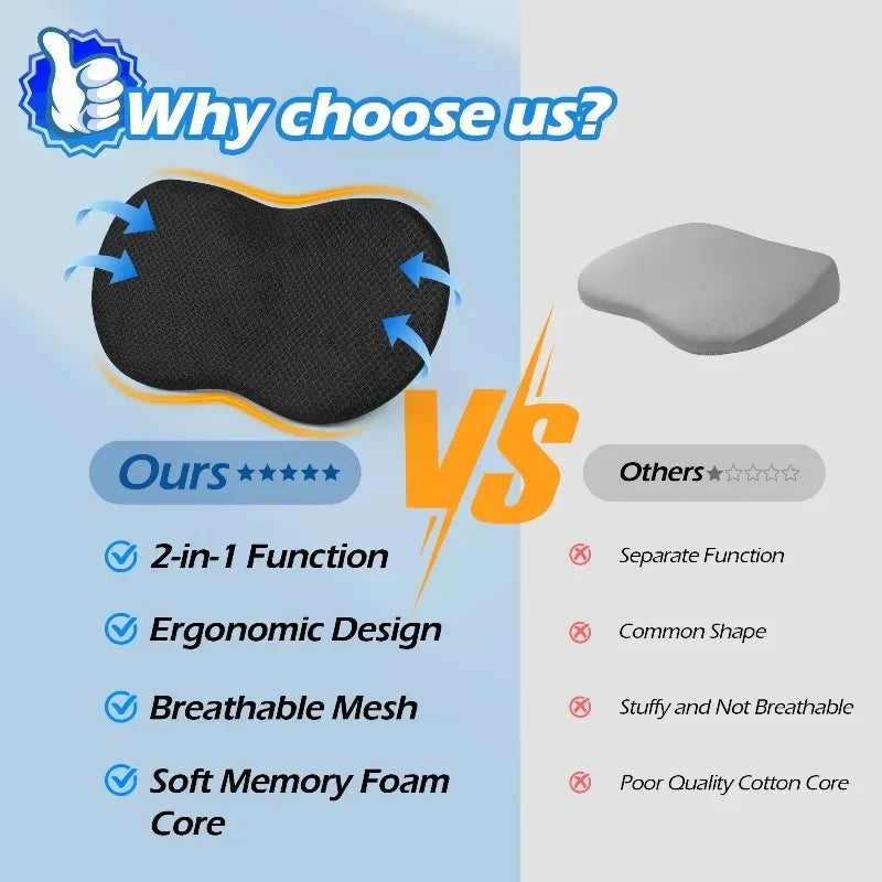 2 In 1 Multifunctional Car Seat Cushion Universal Memory Lumbar Pillow Support Driver Breathable Relief Comfort Chair Car Seat