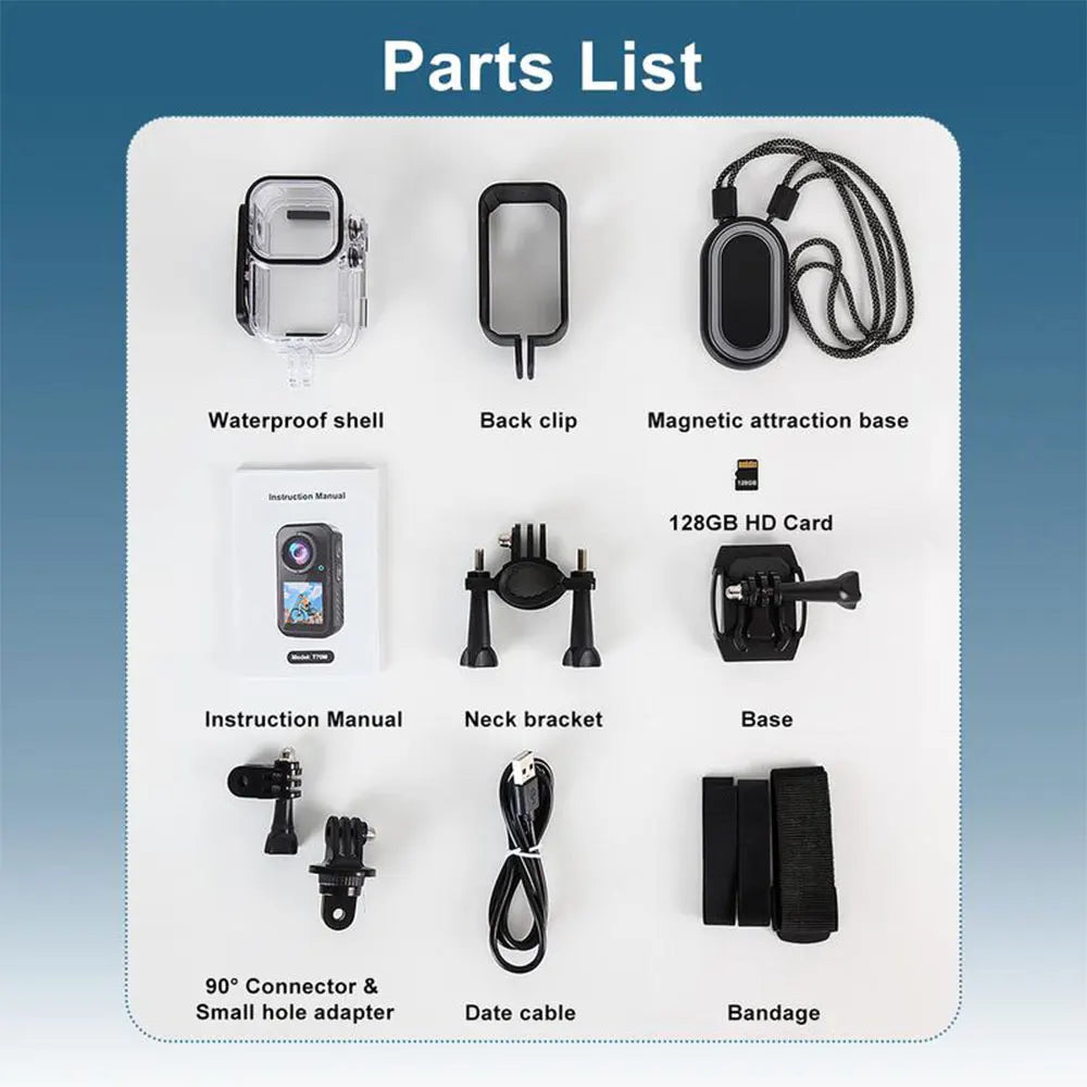 5K Thumb Action Camera 4K 60FPS WiFi 6-Axis Stabilization Touch Screen Sports Camera megnetic Motorcycle Waterproof Bodycam