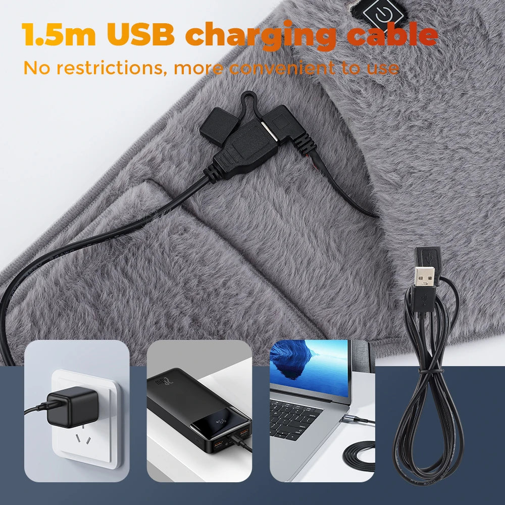 Heat Lumbar Heated Pad Back Support USB Electric Heating Belt Waist Brace Protector Band Warmer Belly Thermal Health