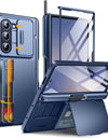 For Samsung Galaxy Z Fold 6 Case with Card Holder and Bulit in S Pen Holder Rugged Hinge Protection Wallet Kickstand Phone Case