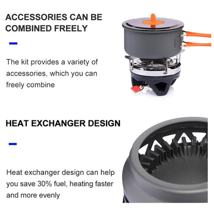 Camping Cooking System with Heat Exchanger Outdoor Gas Burner Stove