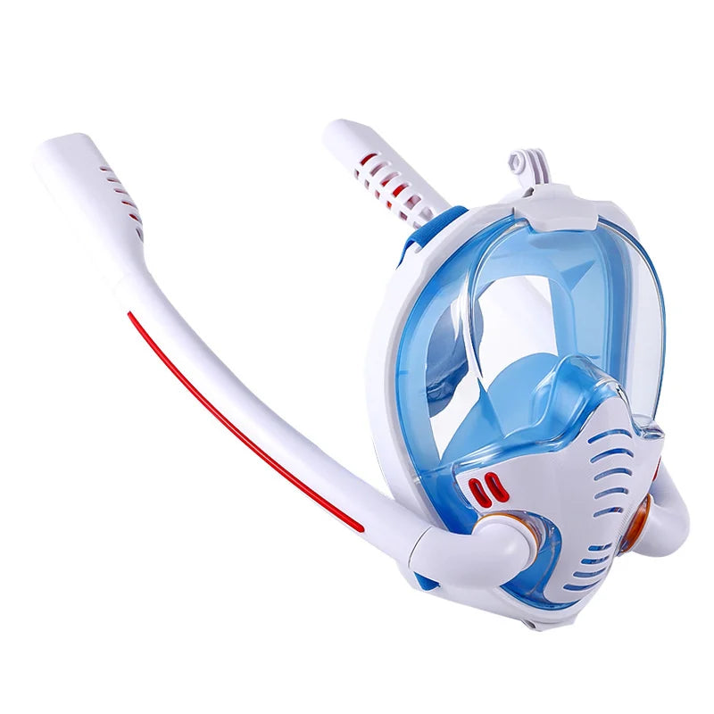 Full Face Snorkel Mask with Anti-Fog Wipes 180 Degree Panoramic HD View Snorkeling Mask Anti-Leak Dry Set for Adults