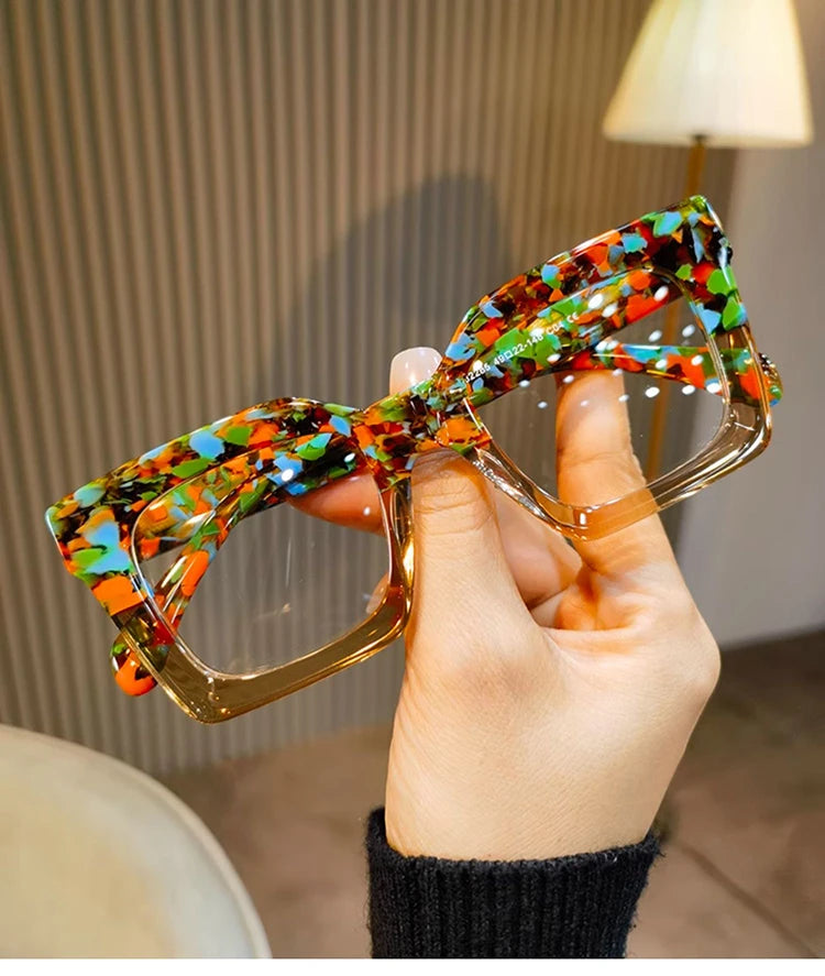 Luxury Acetate Spectacle Frame Fashion Retro Square Eyeglasses Optical Prescription Frames