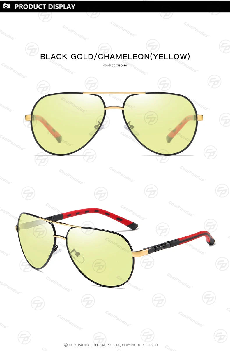 Intelligent Aviation Photochromic Polarized UV400 Day Night Driving Sunglasses for Men Women
