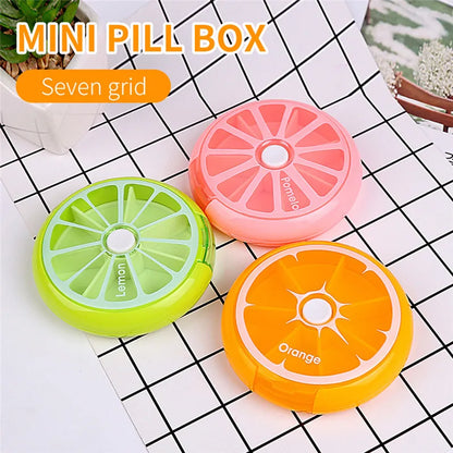 Round Pill Case Plastic 7 Days Weekly Tablet Candy Box Portable Storage Tablet Holder Travel Pill Container Colorful Pill Box