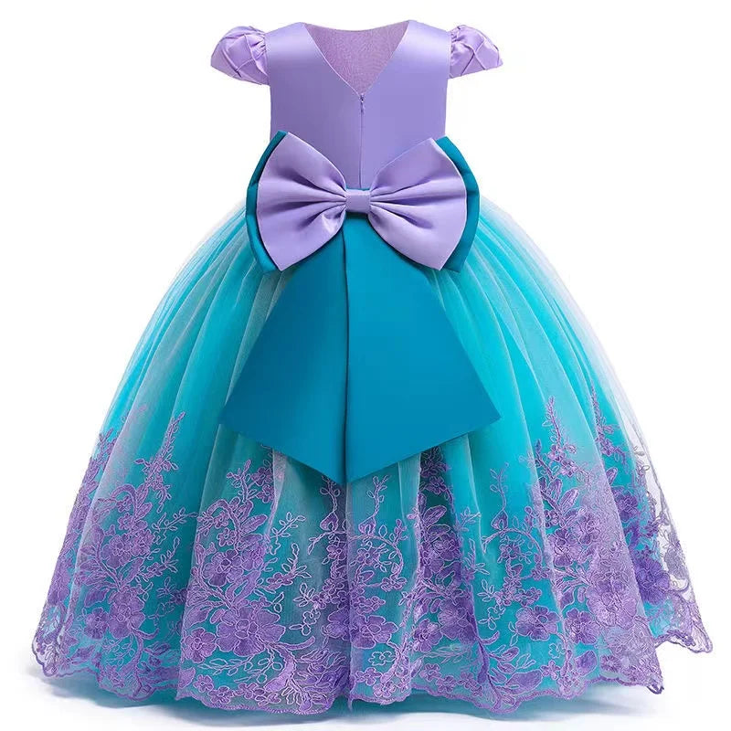 Girl Ariel The Little Mermaid Princess Dress Embroidery Children Vestidos Party Dresses Kids Halloween Cosplay Costume