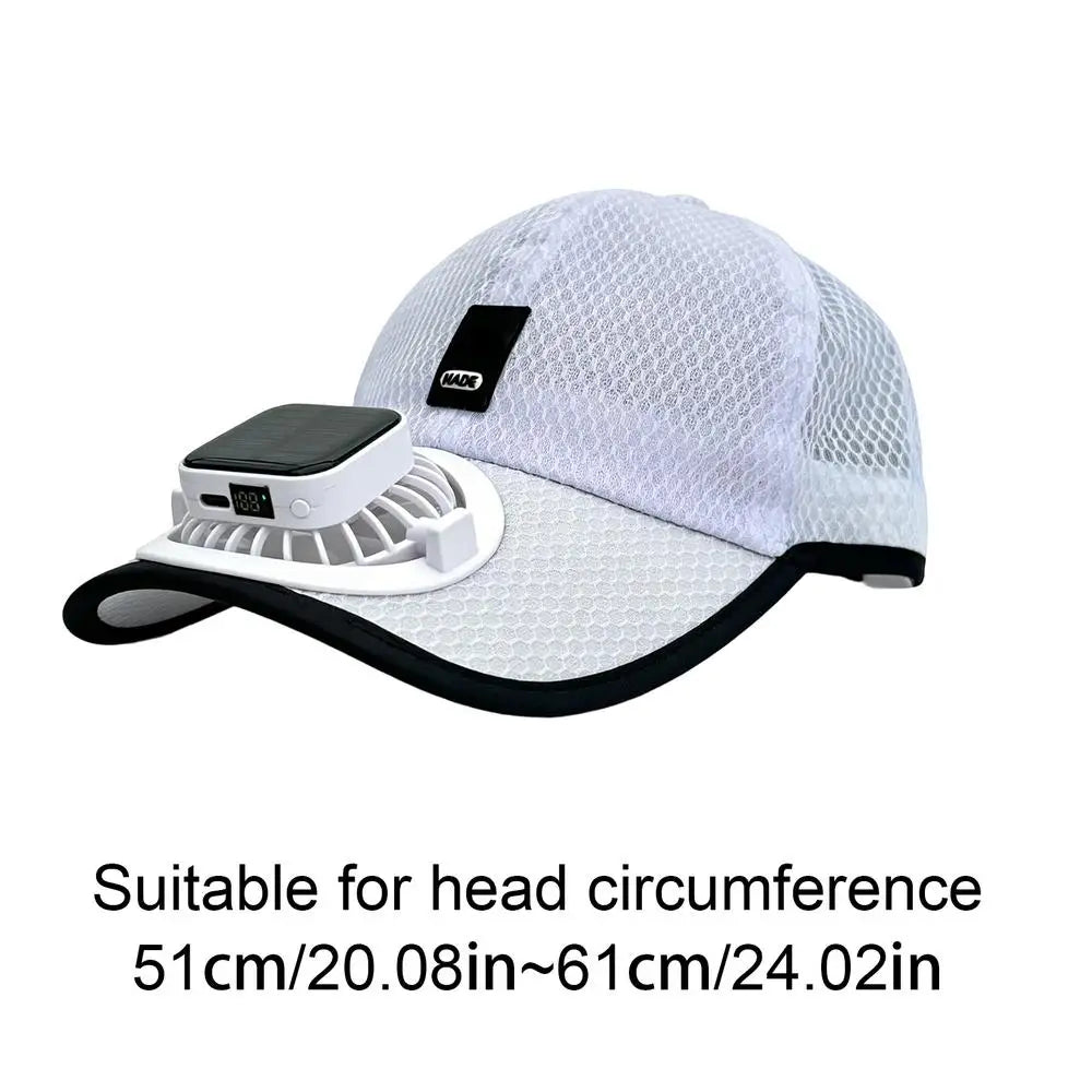 Wide Brim Solar Fan Hat With USB Charging
