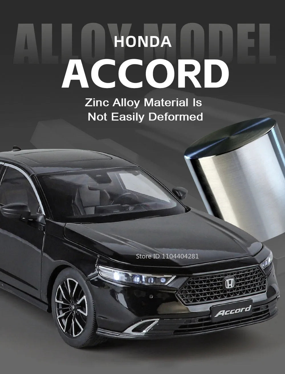 1:18 X5M Honda Accord Car Toys Alloy Diecast Models Shock Absorption Doors Opened Front Wheel Steering Vehices Desktop Ornament