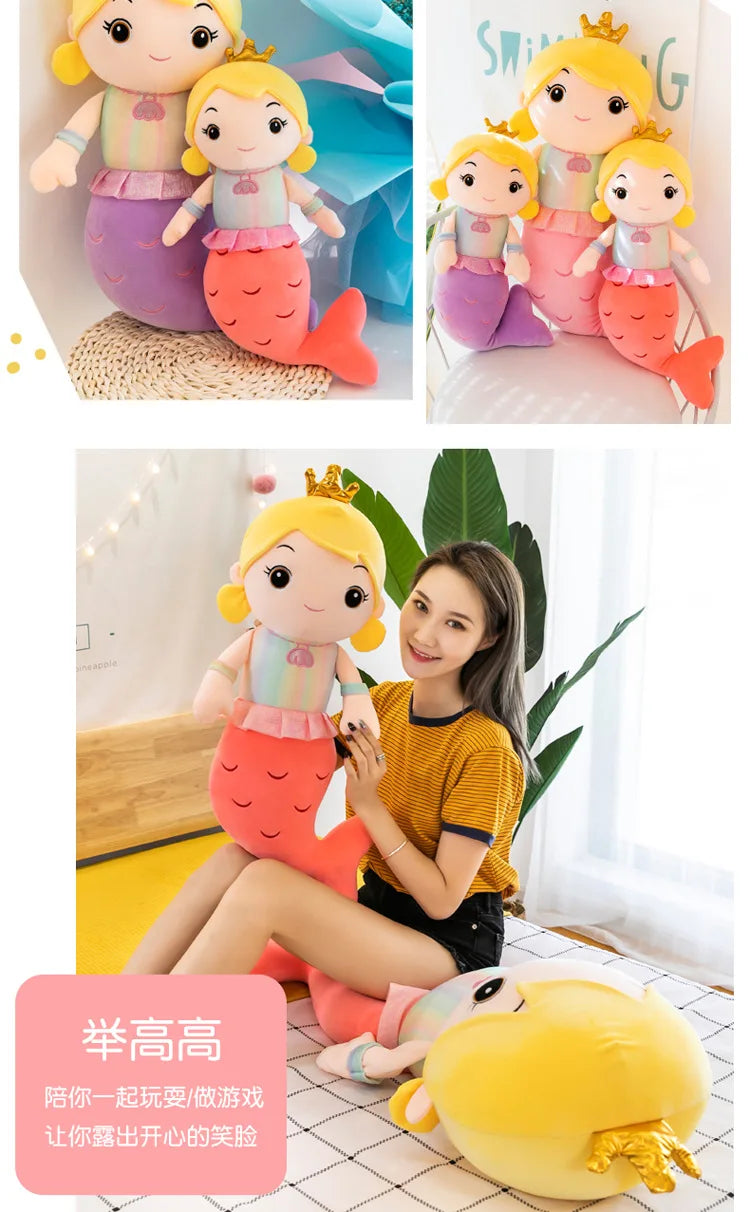 Kawaii Mermaid Plush Pillow Toy Cute Stuffed Doll for Kids Girls Bedroom Decor Perfect Christmas Birthday Gift Soft Cuddly Toy