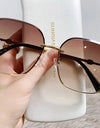 Brown Sunglasses Women Rimless Square Fashion Glasses Vintage Big Sunshades