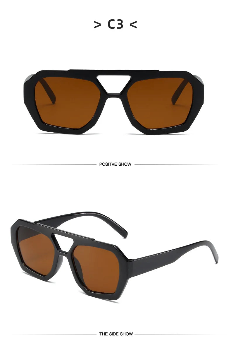 Big Frame Women's Sunglasses Retro Double Bridges Leopard Brown Gradient Eyewear Fashion Luxury Designer Sun Glasses