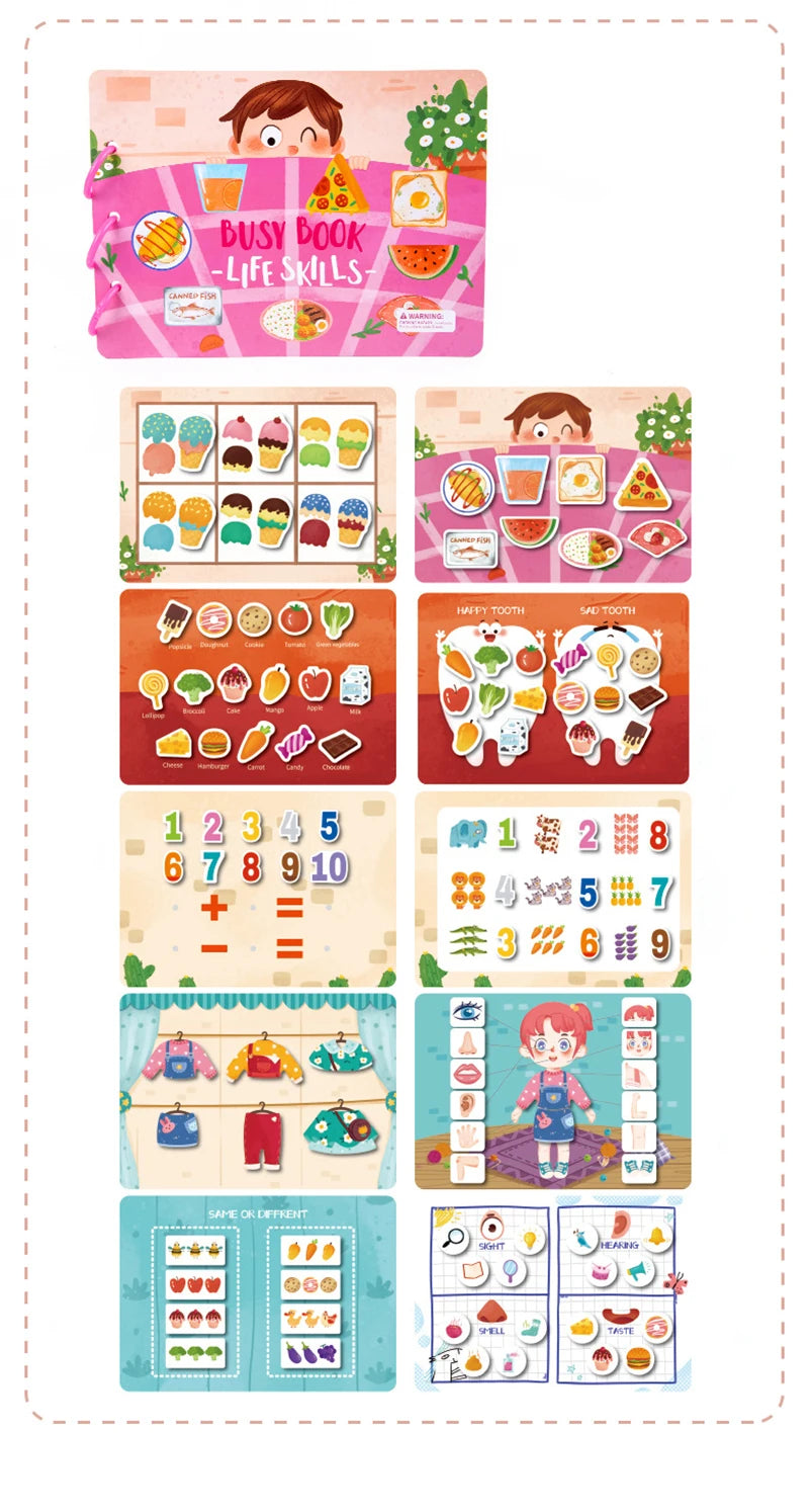 Montessori  Busy Book My First Quiet Book Paste Learning Educational Toys Books  Matching Game Toys for 1 to 3 Y