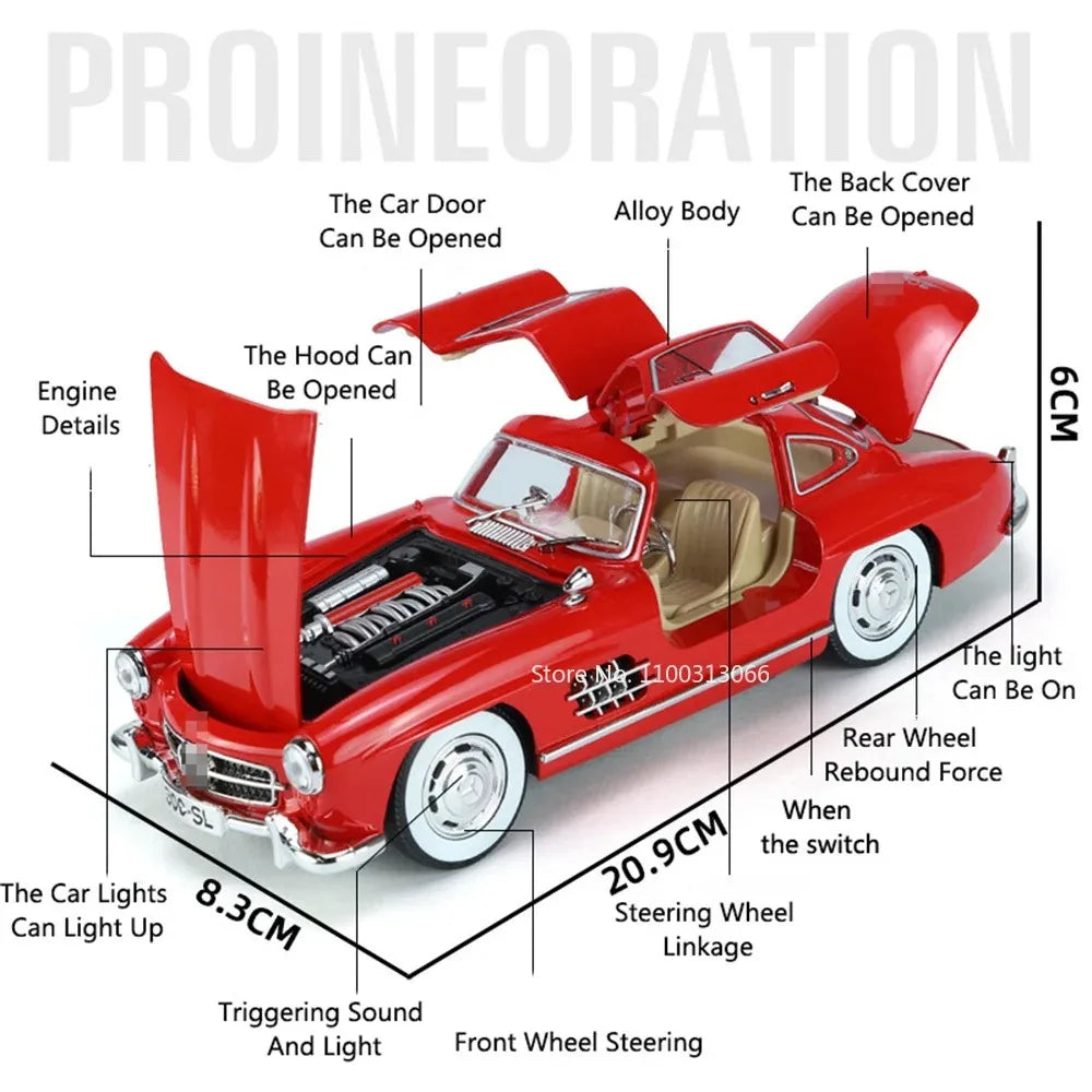 1:24 Scale 300SL GLE350 Toy Sports Car Model Music Light Pull Back Doors Opened Off-road Vehicle Models Ornament Gifts