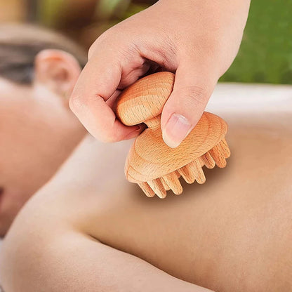 Portable Wood Mushroom Therapy Massager Tool Head Massage Comb Full Body Wood Massager for Pain Relief with Up Down Point