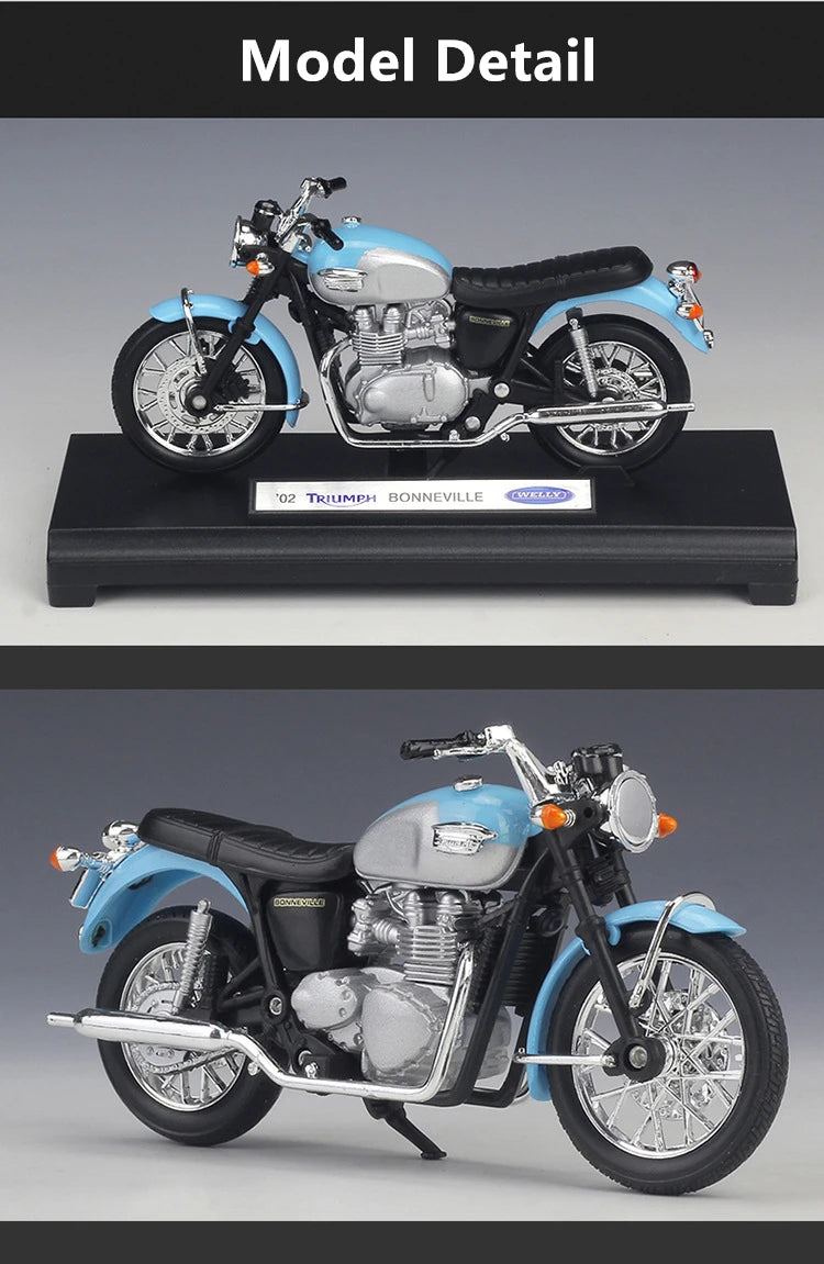 Diecast Triumph Bonneville 2002 Motorcycle Model 1 to 18 Scale