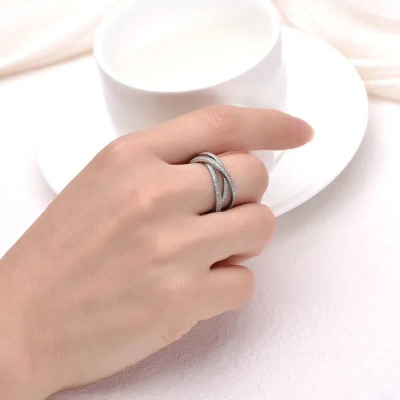 Triple Interlocked Rolling Titanium Stainless Steel Rings