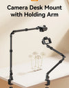 Camera Desk Setup Stand Adjustable Desk Mount with Holding Arm Max Load 2KG for Mirrorless Camera Microphone