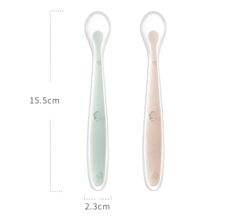 Soft Silicone  Spoon  Complementary Food Feeding Training Spoon for s Soft Tip Spoon 's Tableware