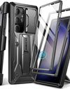 for Samsung Galaxy S24 S23 Ultra Case Bulit-in Screen Protector & Slide Camera Cover Phone Case with Kickstand Belt-Clip