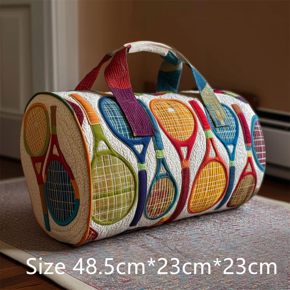 Tennis Racket 3D Printed Quilted Duffel Bag Large Capacity Sports Travel Gym Bag Fashion Weekender Overnight Bag for Men Women