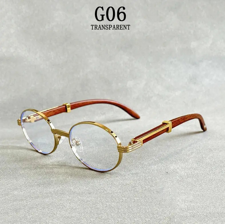 Oval Wooden Frame Sunglasses With UV400 Protection