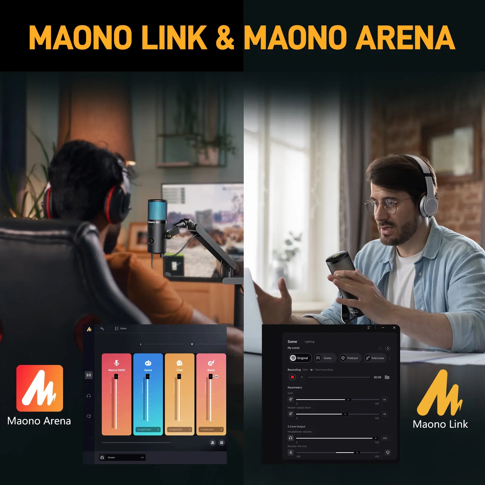 DM50 USB Microphone for Gaming Streaming Podcast Professional Studio Recording Condenser Mic with 3 PolarPatterns Software