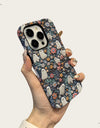 Cute Cartoon Embroidery Effect Ghost Flower Phone Case For iPhone 16 15 Pro Max Plus Double-deck Cover Protection Funda